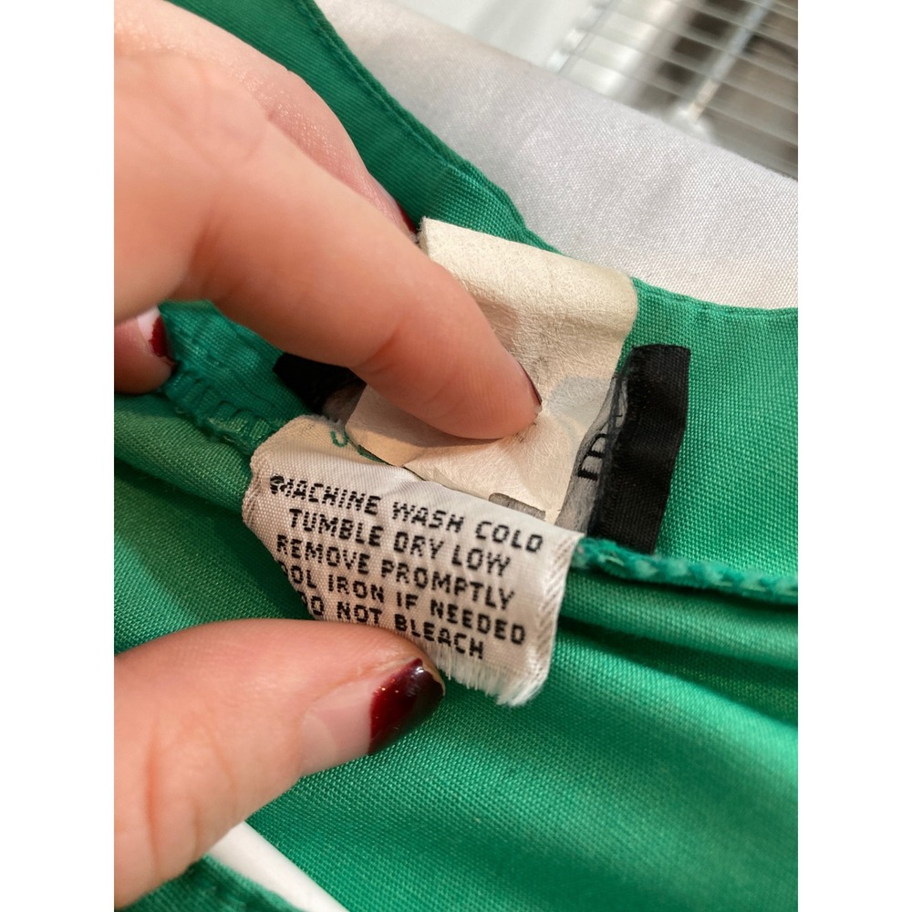 Vintage Paul Alfred LTD Green Midi Dress Sz 16 Belted Pockets‎ Career Secretary - Picture 7 of 11
